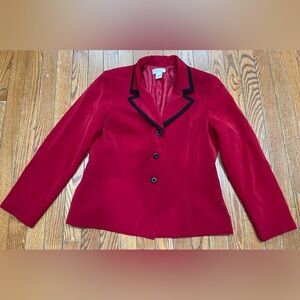 Worthington Red Blazer
 with Black Accents